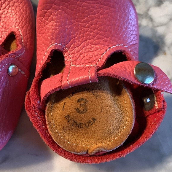 Carnation Pink Mon Petit Shoes T-Straps Baby Toddler Size 3 Soft Soles - Picture 3 of 4